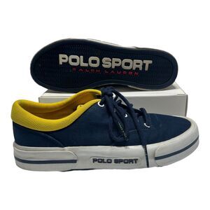 Vintage Polo Sport Ralph Lauren 90s Spell Out Canvas Shoes Sneakers Mens Sz 7‎